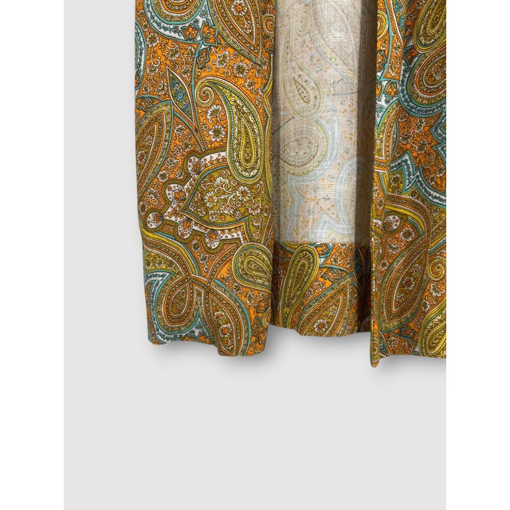 Vintage 60s 70s Paisley Duster Coat Open Front Long Boho Hippie Maxi Jacket - Picture 4 of 5